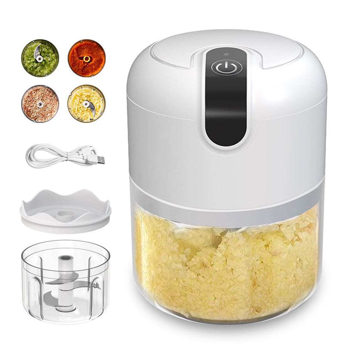 HASTHIP Mini Electric Chopper, USB Rechargeable Garlic Mincer with 250ML Portable Food Container, Food Baffle & Stainless Steel Blades for Mincing Garlic, Onions, Fruits, Vegetables, Meat (White) HASTHIP Mini Electric Chopper, USB Rechargeable Garlic Mincer with 250ML Portable Food Container, Food Baffle & Stainless Steel Blades for Mincing Garlic, Onions, Fruits, Vegetables, Meat (White)